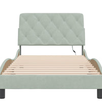 Bettgestell mit LED-Leuchten Hellgrau 100x200 cm Samt