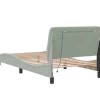Bettgestell mit LED-Leuchten Hellgrau 100x200 cm Samt