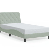 Bettgestell mit LED-Leuchten Hellgrau 100x200 cm Samt