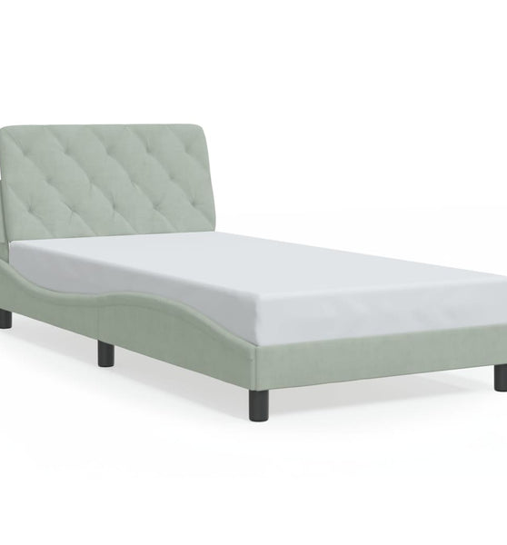 Bettgestell mit LED-Leuchten Hellgrau 100x200 cm Samt