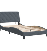 Bettgestell mit LED-Leuchten Dunkelgrau 100x200 cm Samt