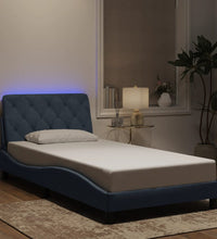 Bettgestell mit LED-Leuchten Dunkelgrau 100x200 cm Samt