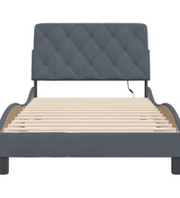 Bettgestell mit LED-Leuchten Dunkelgrau 100x200 cm Samt
