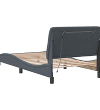 Bettgestell mit LED-Leuchten Dunkelgrau 100x200 cm Samt