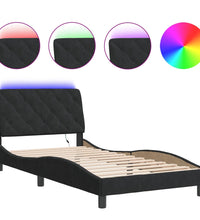 Bettgestell mit LED-Leuchten Schwarz 100x200 cm Samt