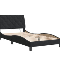 Bettgestell mit LED-Leuchten Schwarz 100x200 cm Samt