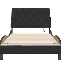 Bettgestell mit LED-Leuchten Schwarz 100x200 cm Samt