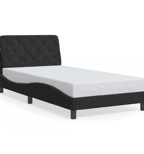 Bettgestell mit LED-Leuchten Schwarz 100x200 cm Samt