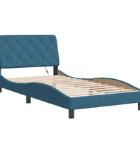 Bettgestell mit LED-Leuchten Blau 100x200 cm Samt