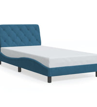 Bettgestell mit LED-Leuchten Blau 100x200 cm Samt