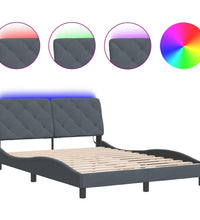Bettgestell mit LED-Leuchten Dunkelgrau 120x200 cm Samt