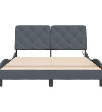 Bettgestell mit LED-Leuchten Dunkelgrau 120x200 cm Samt