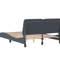 Bettgestell mit LED-Leuchten Dunkelgrau 120x200 cm Samt