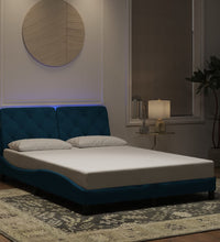 Bettgestell mit LED-Leuchten Blau 120x200 cm Samt