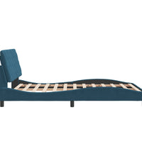 Bettgestell mit LED-Leuchten Blau 120x200 cm Samt