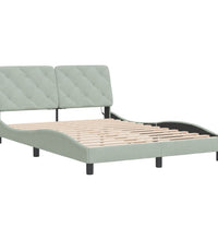 Bettgestell mit LED-Leuchten Hellgrau 140x190 cm Samt