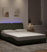 Bettgestell mit LED-Leuchten Hellgrau 140x190 cm Samt