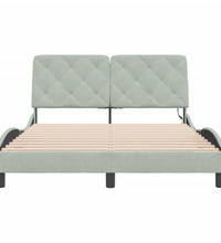 Bettgestell mit LED-Leuchten Hellgrau 140x190 cm Samt