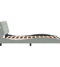 Bettgestell mit LED-Leuchten Hellgrau 140x190 cm Samt