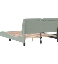 Bettgestell mit LED-Leuchten Hellgrau 140x190 cm Samt