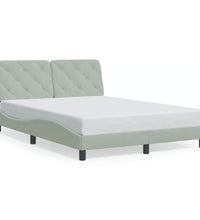 Bettgestell mit LED-Leuchten Hellgrau 140x190 cm Samt