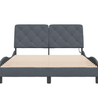 Bettgestell mit LED-Leuchten Dunkelgrau 140x190 cm Samt