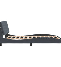 Bettgestell mit LED-Leuchten Dunkelgrau 140x190 cm Samt