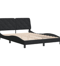 Bettgestell mit LED-Leuchten Schwarz 140x190 cm Samt