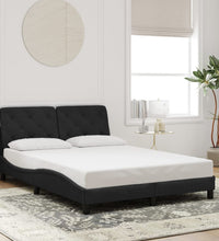 Bettgestell mit LED-Leuchten Schwarz 140x190 cm Samt