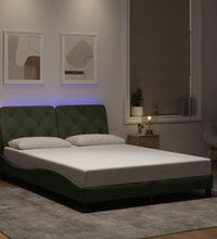 Bettgestell mit LED-Leuchten Hellgrau 140x200 cm Samt