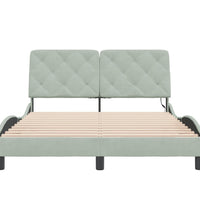 Bettgestell mit LED-Leuchten Hellgrau 140x200 cm Samt