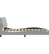 Bettgestell mit LED-Leuchten Hellgrau 140x200 cm Samt