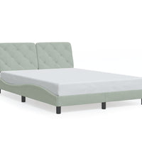 Bettgestell mit LED-Leuchten Hellgrau 140x200 cm Samt