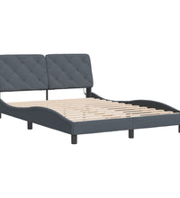 Bettgestell mit LED-Leuchten Dunkelgrau 140x200 cm Samt