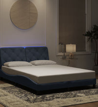 Bettgestell mit LED-Leuchten Dunkelgrau 140x200 cm Samt