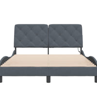 Bettgestell mit LED-Leuchten Dunkelgrau 140x200 cm Samt