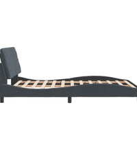 Bettgestell mit LED-Leuchten Dunkelgrau 140x200 cm Samt