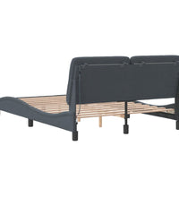 Bettgestell mit LED-Leuchten Dunkelgrau 140x200 cm Samt