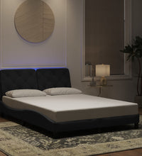 Bettgestell mit LED-Leuchten Schwarz 140x200 cm Samt