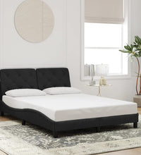 Bettgestell mit LED-Leuchten Schwarz 140x200 cm Samt