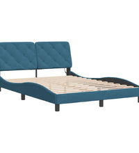 Bettgestell mit LED-Leuchten Blau 140x200 cm Samt