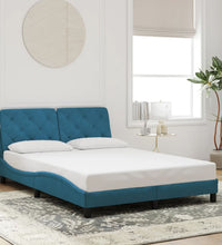 Bettgestell mit LED-Leuchten Blau 140x200 cm Samt