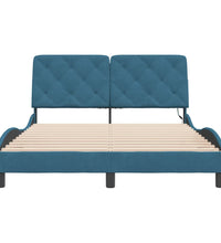 Bettgestell mit LED-Leuchten Blau 140x200 cm Samt