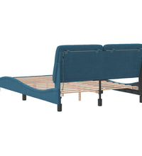 Bettgestell mit LED-Leuchten Blau 140x200 cm Samt