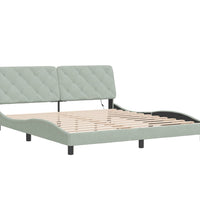 Bettgestell mit LED-Leuchten Hellgrau 180x200 cm Samt