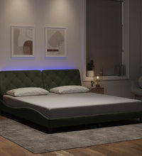 Bettgestell mit LED-Leuchten Hellgrau 180x200 cm Samt