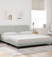 Bettgestell mit LED-Leuchten Hellgrau 180x200 cm Samt