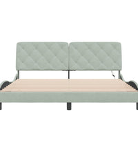 Bettgestell mit LED-Leuchten Hellgrau 180x200 cm Samt