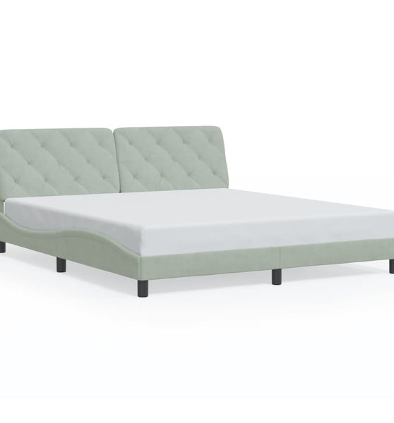 Bettgestell mit LED-Leuchten Hellgrau 180x200 cm Samt