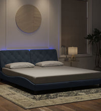 Bettgestell mit LED-Leuchten Dunkelgrau 180x200 cm Samt